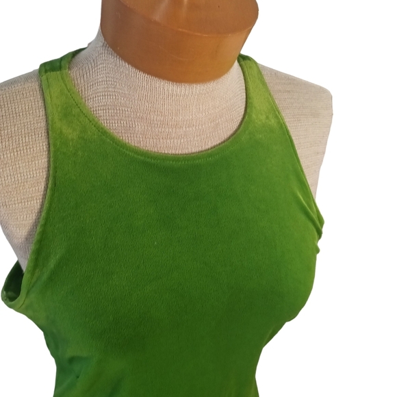 Vintage S/M Womens JSC Lime Green Halter Dress Velour Summer Short 80s/90s Y2K - Picture 3 of 8